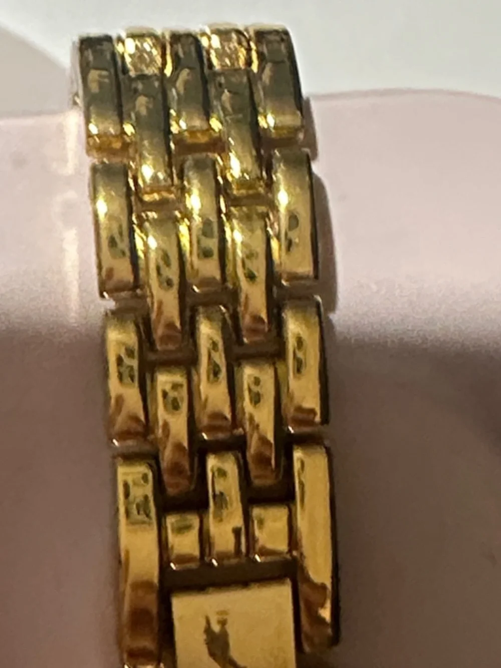 Elegant Gold-Tone Women's Crystal Bezel Watch with Blue Hands